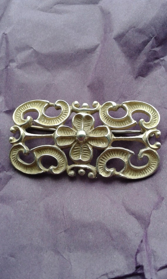 Beautiful rectangular solid sterling silver brooc… - image 1