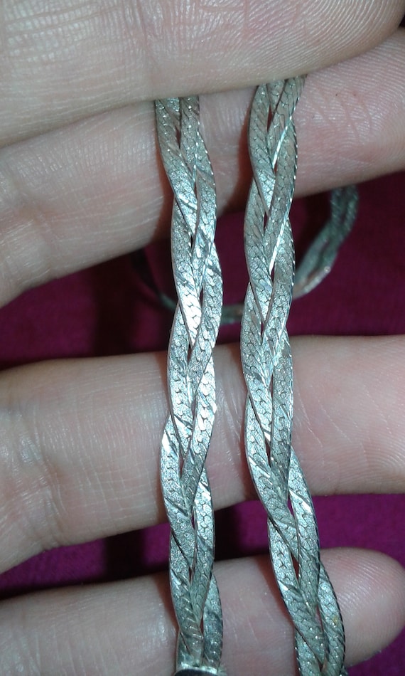 Triple plait solid sterling silver weave necklace… - image 7