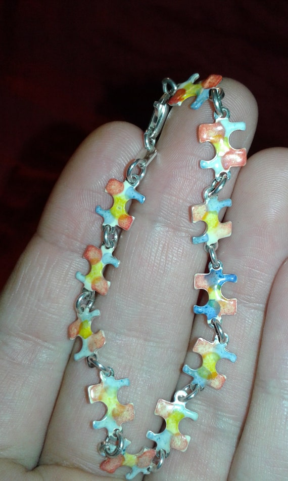 Solid sterling silver handpainted multicolour wat… - image 4