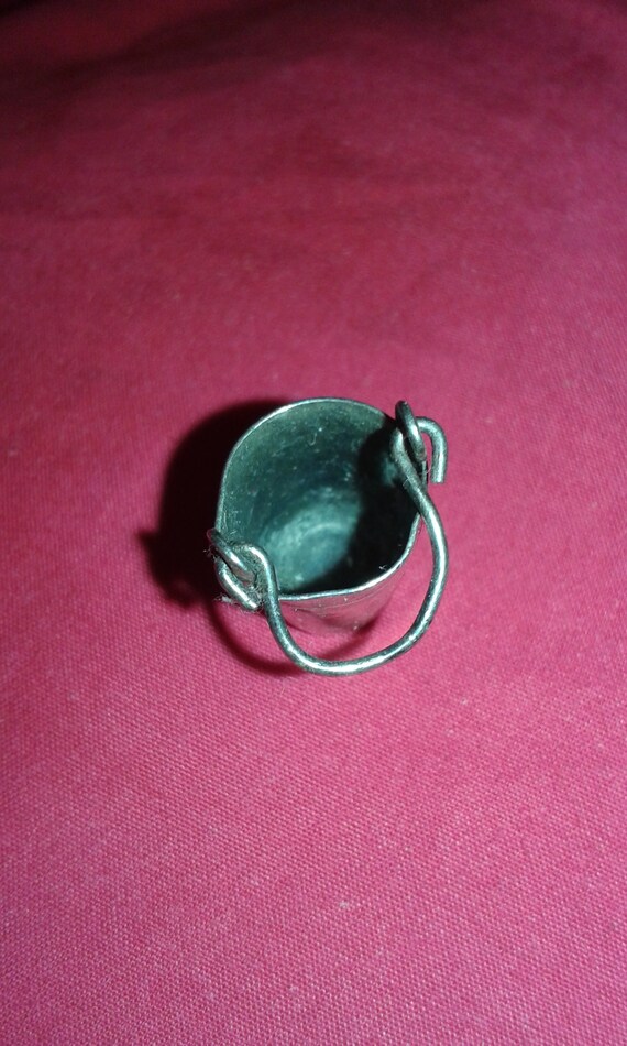 Solid sterling silver bucket charm moving movable… - image 3