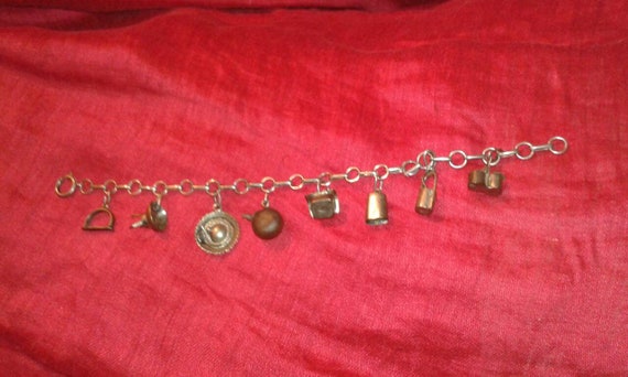Solid silver 1950s Mexican Southern charm bracelet