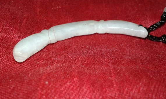 Untreated Jadeite A Jade bamboo curved carved org… - image 6