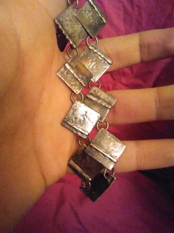 Solid sterling silver - Square polished silver pa… - image 5