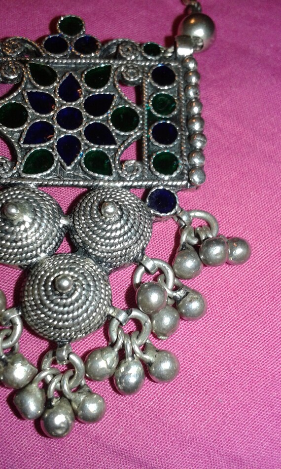 Solid sterling silver Metallic irridescent blue a… - image 5