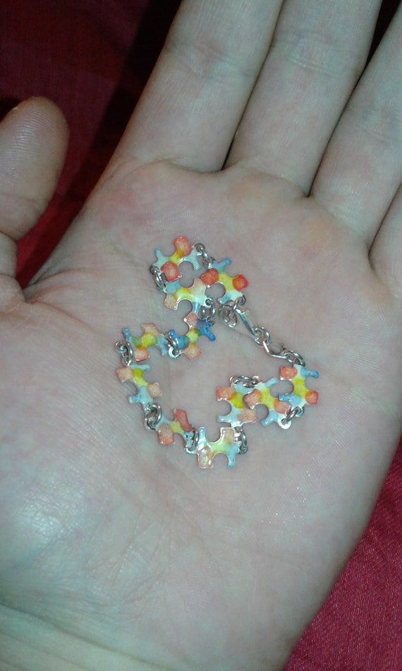 Solid sterling silver handpainted multicolour wat… - image 2