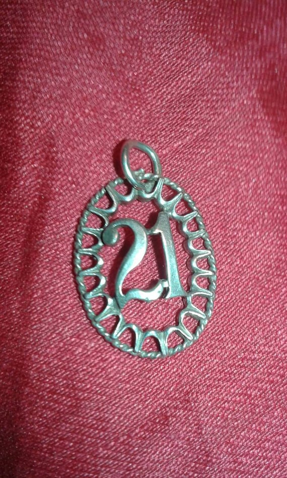 NUVO solid sterling silver 21 bracelet charm Engl… - image 1