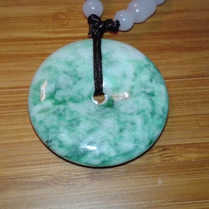 Untreated A Jadeite Jade Bi disc gemstone pendant unisex male female Oriental fashion matches outfits versatile ethnic traditional jewelry
