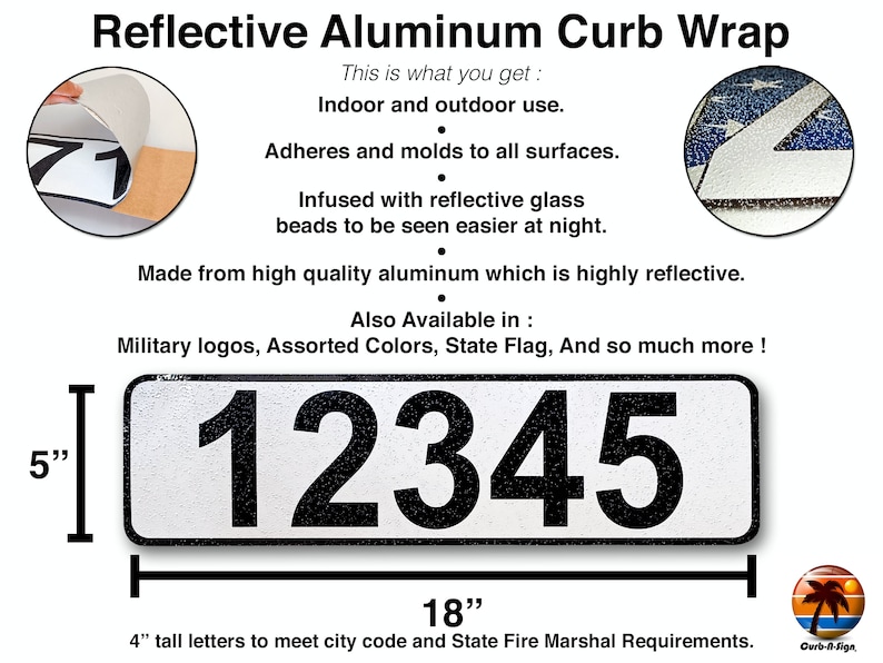 Lettered Curbs Curb-n-sign®, Curb-wrap®, Custom Curb Numbers, Reflective Curb Stickers ...