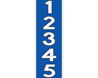 Vertical Address Plaque: Reflective House Number Sign, Blue 10x3.5 Inch