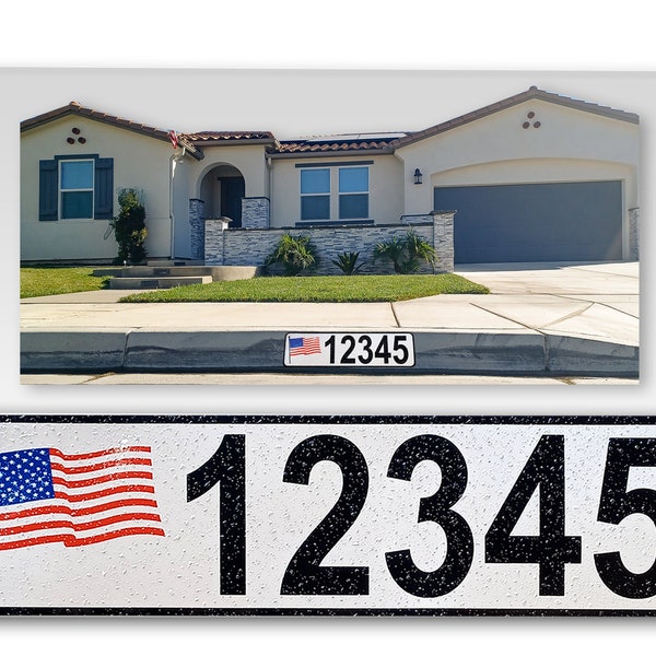 Curb-N-Sign®, Curb-Wrap®, Custom Curb Numbers, Reflective Curb Stickers, Easy Peel and Stick, American Flag