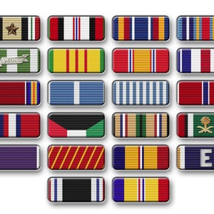 Curb-N-Sign®, Military Ribbon Vinyl Decals, 3X7 Inch Military Stickers for Cars, Laptop, Mug, Water bottle Stickrs