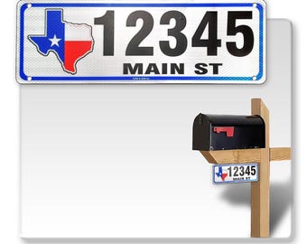 Custom Reflective 911 Address Sign: Texas White, Aluminum Composite