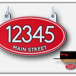 Reflective House Number Sign: Aluminum Oval Mailbox Address, Made in USA