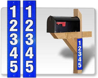 Reflective Mailbox Address Sign: Blue Aluminum Composite Number Plaque
