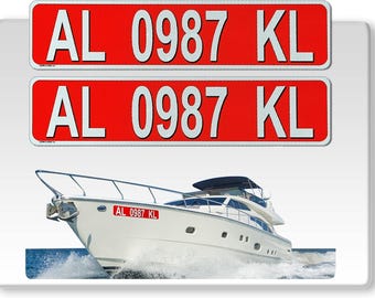Reflective Red Boat Numbers: Waterproof Vinyl Decal Stickers (2pc)