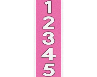 Vertical Address Plaque: Reflective House Number Sign, Pink, 10x3.5 Inch