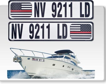 Reflective Boat Numbers: Thin Red Line Flag, Waterproof Decals (Set of 2)