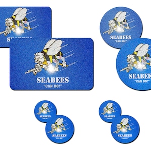 Navy Seabees Reflective Stickers: Bumper, Locker, Laptop - 8 Pcs