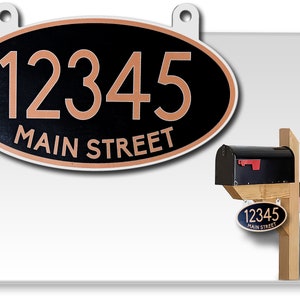Reflective Oval House Number Sign: Hanging Aluminum Mailbox Address