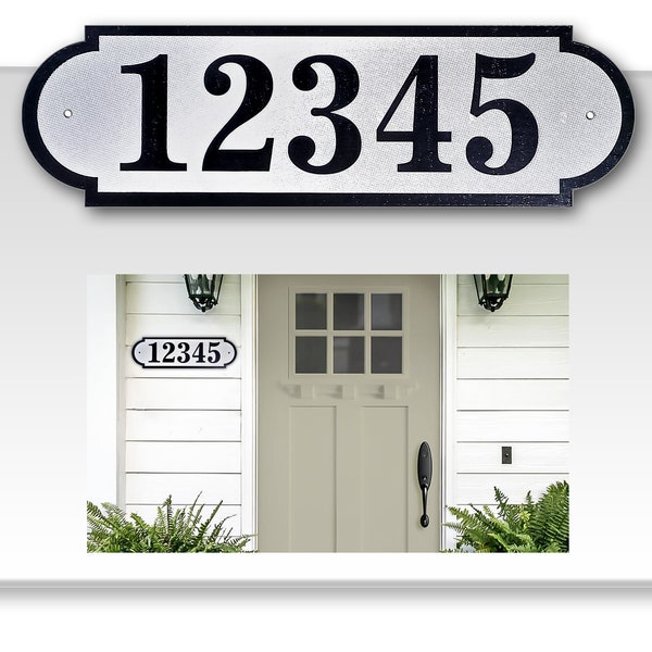 Curb-N-Sign Horizontal Fancy Address Numbers for Outside, Custom, Reflective, Pre-Drilled, Rust Free Printed Sign(Small 3x10)