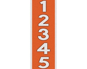 Vertical Address Plaque: Reflective House Number Sign, Orange (10x3.5 Inch)