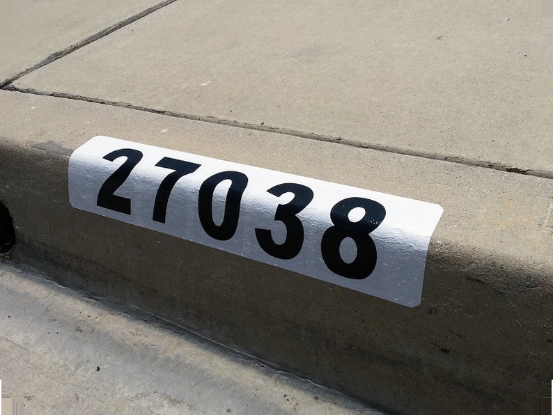 Black Curb Wrap™ Reflective address numbers Peel and Stick Etsy