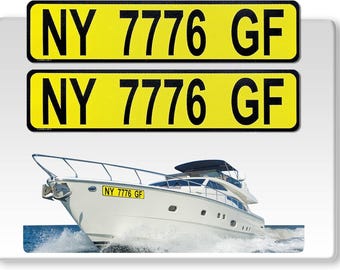 Reflective Yellow Boat Registration Number Decals: Waterproof 3M Vinyl (Set of 2)