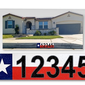 Curb-N-Sign® Custom Curb Address Numbers for Doors, Windows, Curbs, or Walls, Aluminium Personalized Curb wrap Assorted Texas curb wrap®