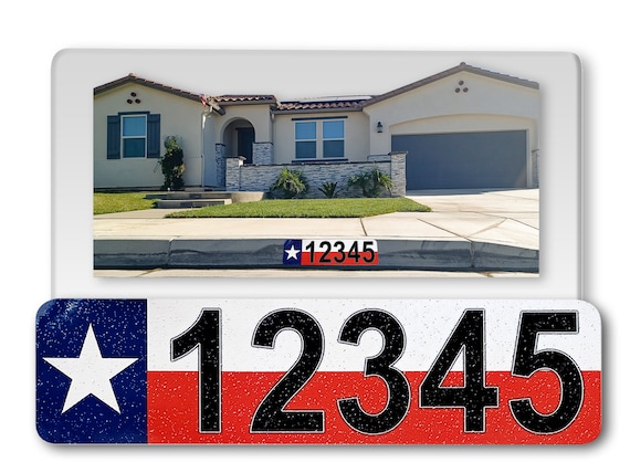 Custom Reflective Aluminum Address Numbers: Texas Curb Wrap