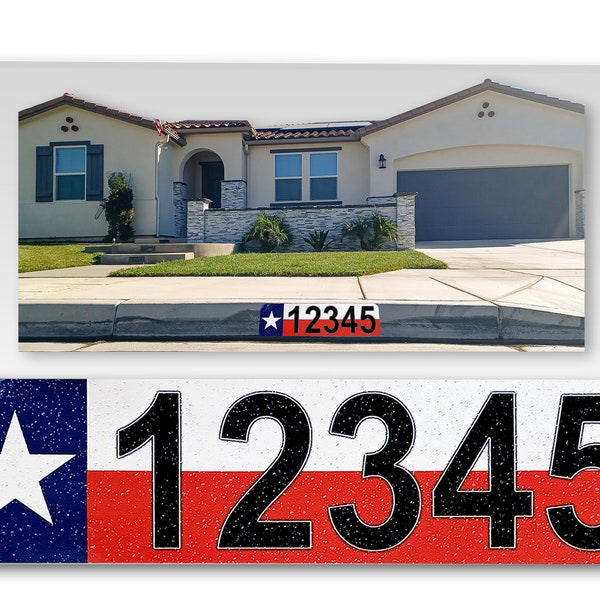 Curb-N-Sign®, Curb Wrap®, Assorted Texas State Curb Wrap,12 Month Warranty, Reflective Aluminum Curb Address Decal