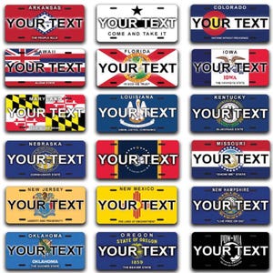 Curb-N-Sign® Custom License Plate, Personalized Plate, Custom Car Tags, 50 states, 6x12&quot; & 3x6&quot; custom size Vanity Plates
