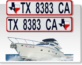 Reflective Boat Number Decals: Texas Flag, Waterproof Vinyl (2pc)