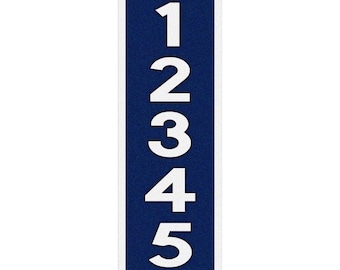 Vertical Address Plaque: Reflective House Number Sign, Navy Blue, Made in USA