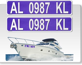 Purple Reflective Boat Numbers: Waterproof 3M Vinyl Decals (Set of 2)