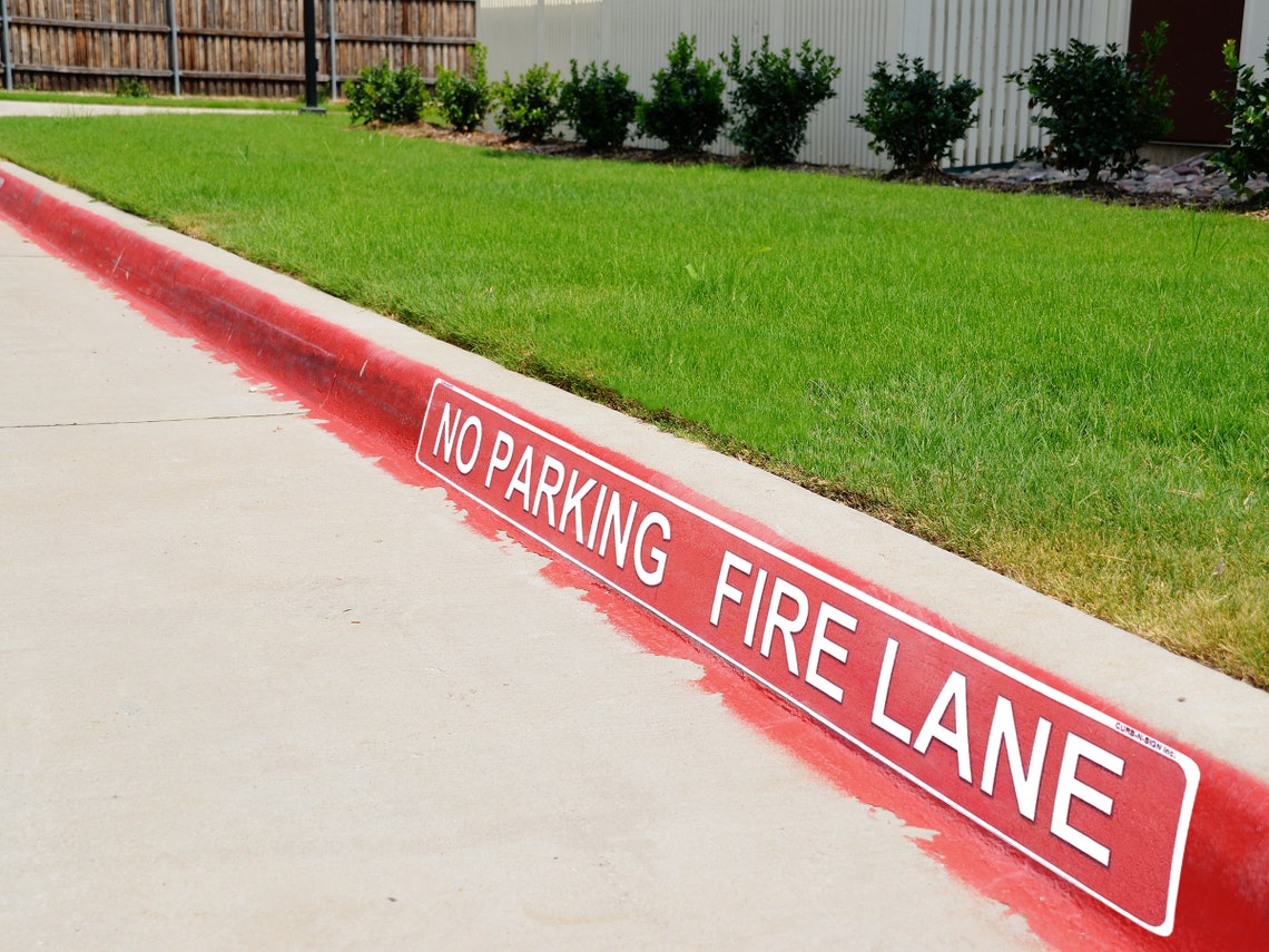 Curbnsign No Parking Fire Lane Curb Wrap Aluminum Sticker Etsy