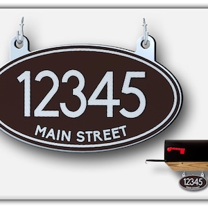 Reflective House Number Sign: Aluminum Oval Hanging Mailbox, Made in USA