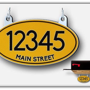 Reflective House Number Sign: Oval Hanging Mailbox Address, Made in USA