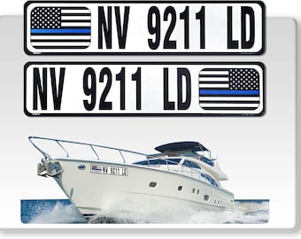 Reflective Boat Numbers: Waterproof Thin Blue Line Decals