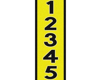 Reflective Vertical Address Plaque: Custom House Number Sign (Yellow)