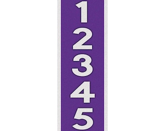 Vertical Custom Address Plaque: Reflective House Number Sign (Purple)