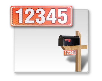 Custom Reflective 911 Address Sign: Orange Aluminum, Double Sided