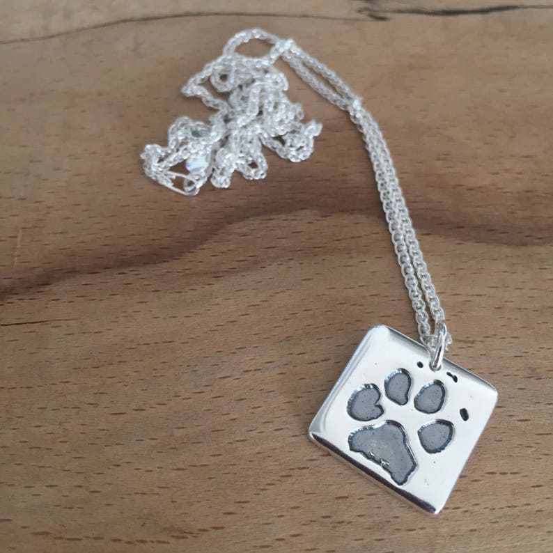 Silver Pet memorial jewellery paw print pendant pet keepsake Etsy