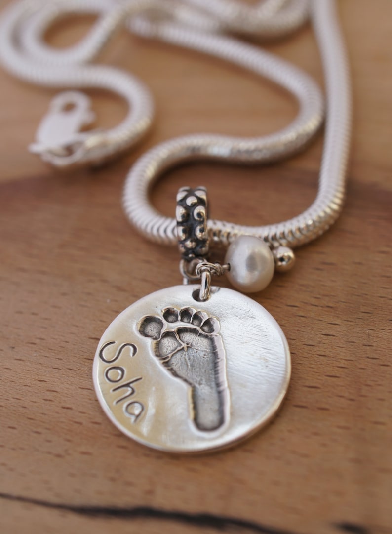Silver Handprint Necklace Baby Footprint Pendant Pandora Fit Etsy UK