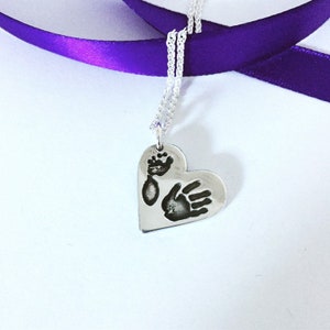 silver baby footprint necklace, handprint jewellery,  personalised Christmas gift, childs Handprint necklace, gift for mum, Xmas nan