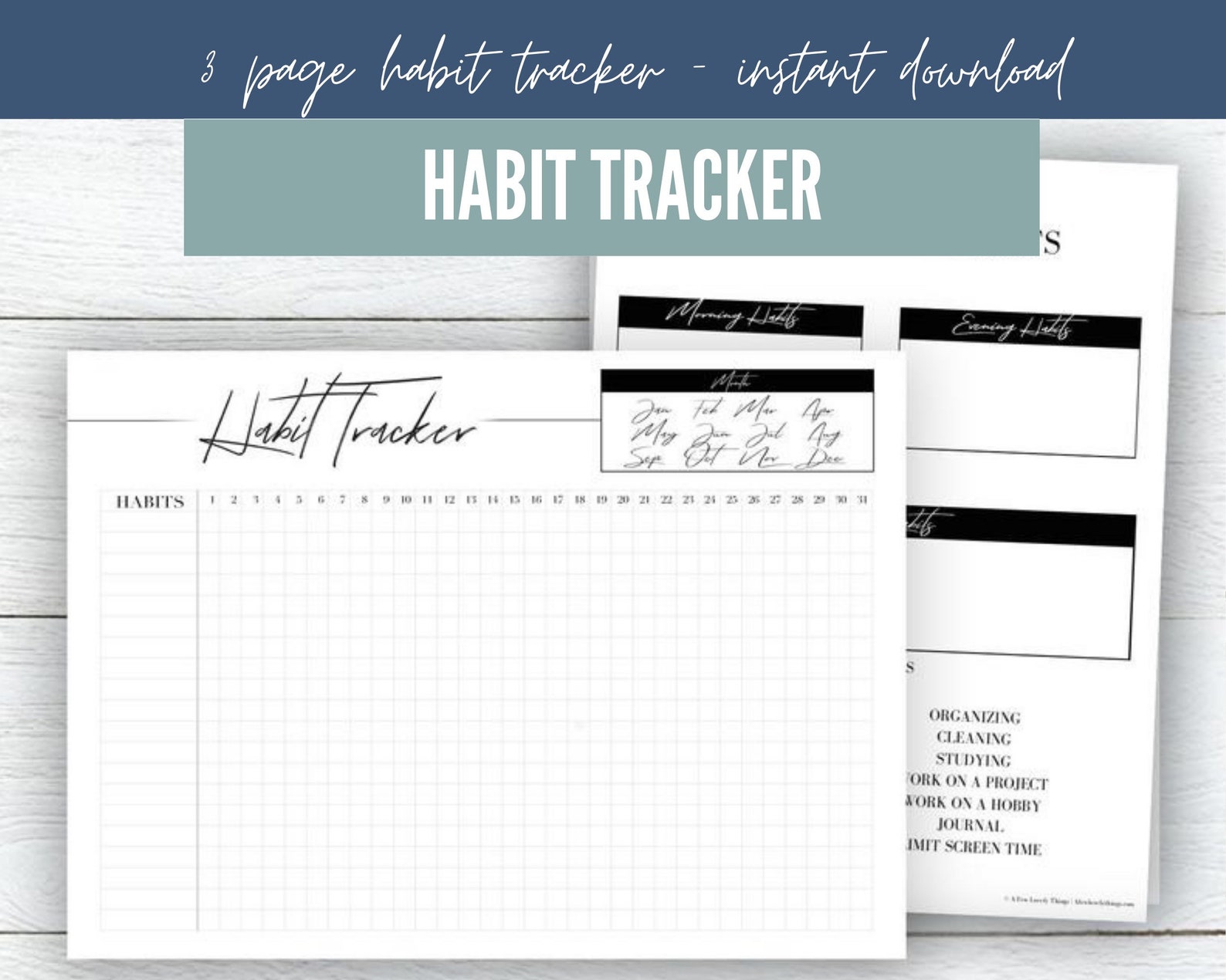Habit Tracker, Habit Tracker Printable, Monthly Habits, 30 Day Habit ...