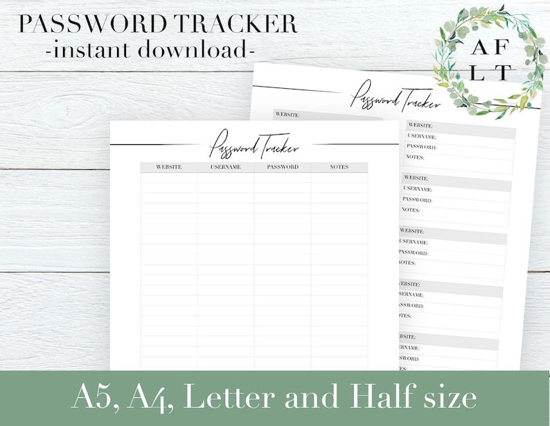 Pword Tracker Printable Pword Keeper Tracker Pwords Log Pword Organizer Pwords Tracker Sheets for Planner Inserts photograph about Password Tracker Printable identified as Pword Tracker Printable Pword Keeper Tracker Pwords Log Pword Organizer Pwords Tracker Sheets for Planner Inserts