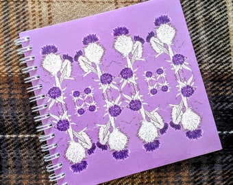 Scottish Thistle Notebook - Lined Notebook - Gift For Outlander Fan - Purple Notebook - Small Notebook - Square - Gifts For Her - Scotland