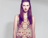 Printed Silk Dress - Dark Orange Dress - Printed Dresses - Party Dress - 70 39 s Inspired Wiggle Dress -Pencil Dress - Sleeveless Dress