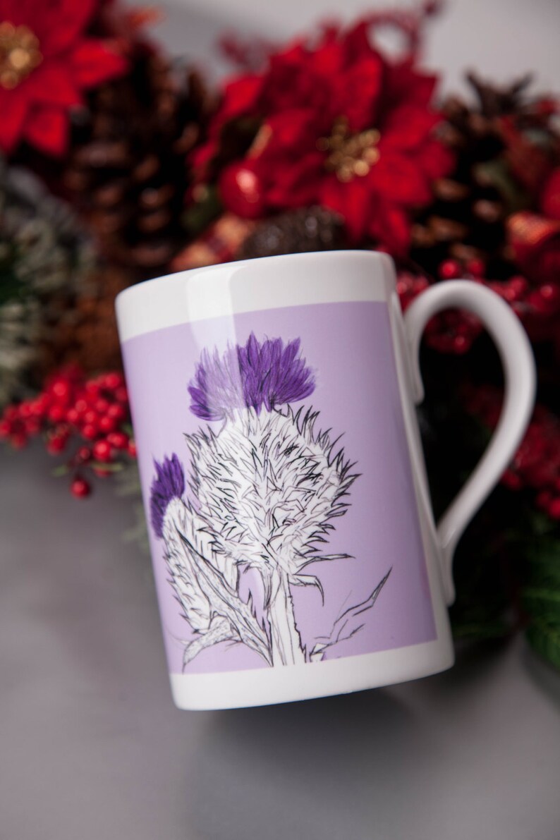 Scottish Thistle Mug and Coaster Set Scottish Gifts Gift Set for Women