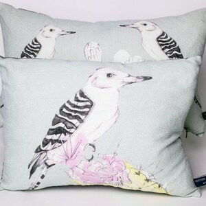 Bird Linen Cushion with Duck Feather Insert 35cm x 25cm Small Throw Pillow Fife Linen Bird Lover Throw Pillow Bird Homeware image 2